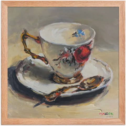 Teatime III in a red oak frame