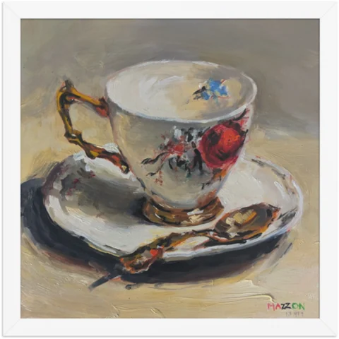 Teatime III in a white frame